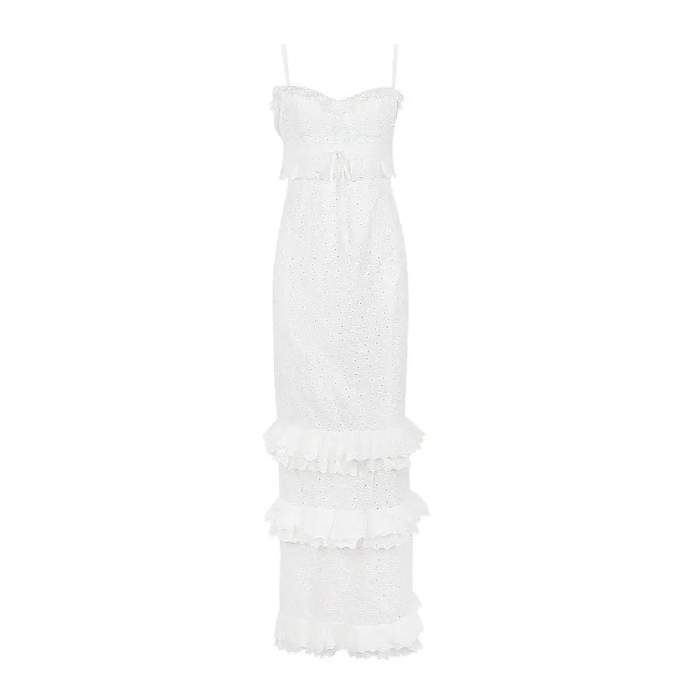 White lace slip dress