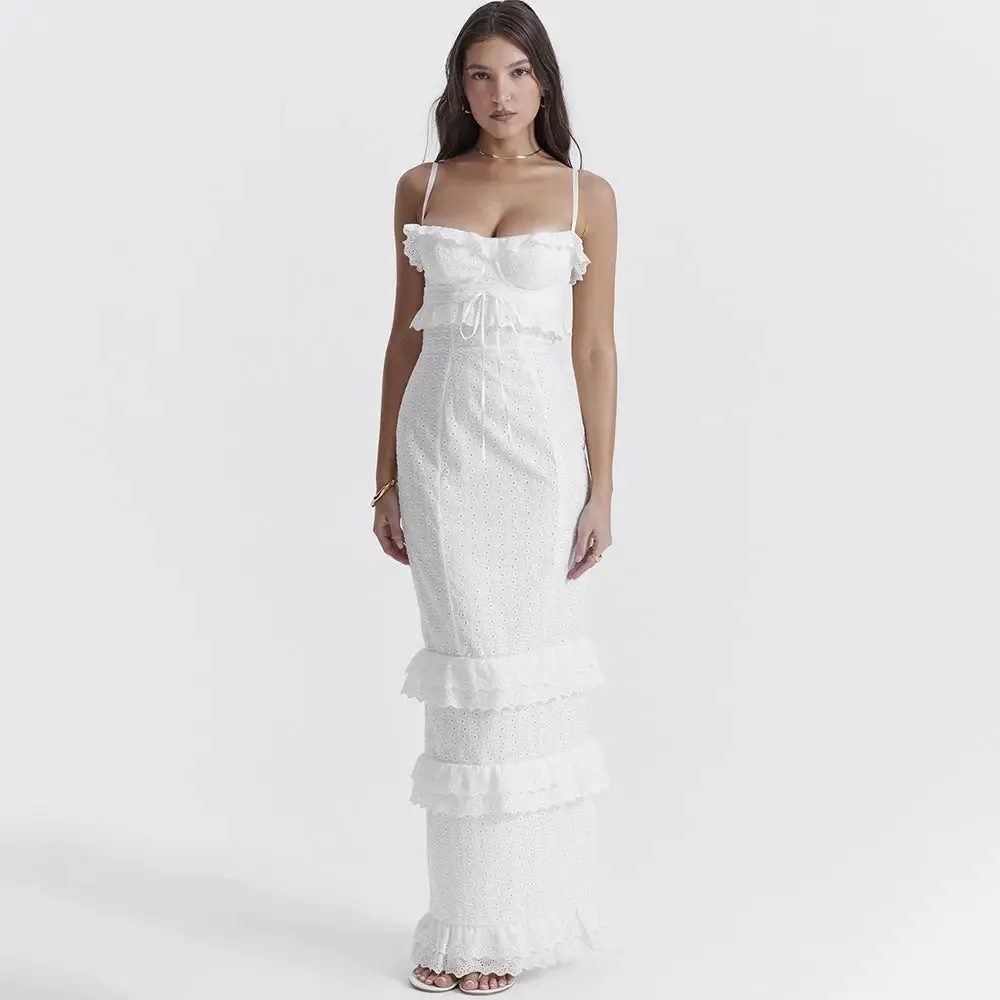 White lace slip dress