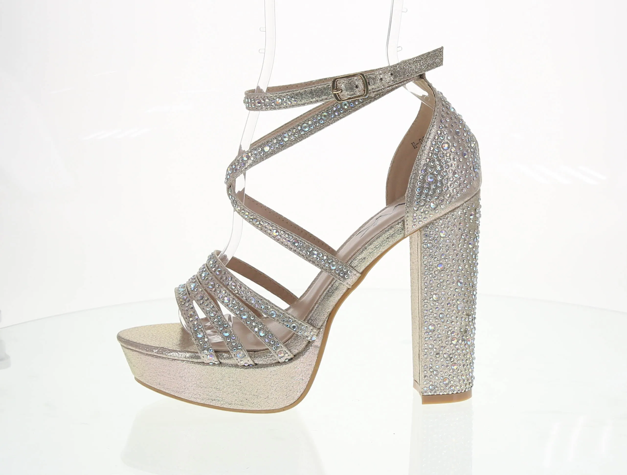 WOMAN'S SHOES GOLD  GLITTER HEELS H06-03A