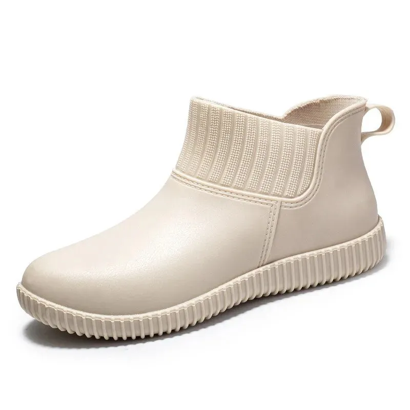 Women's Fashion Rain Boots Ladies Walking Non-slip Waterproof Ankle Rainboots Short Boots - WRB50142