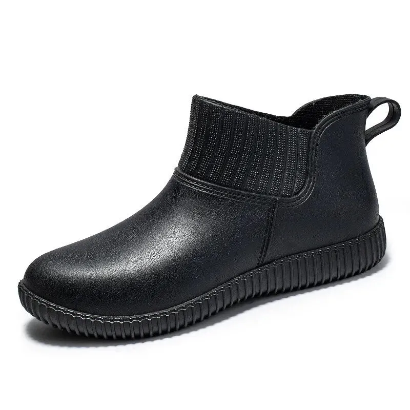 Women's Fashion Rain Boots Ladies Walking Non-slip Waterproof Ankle Rainboots Short Boots - WRB50142