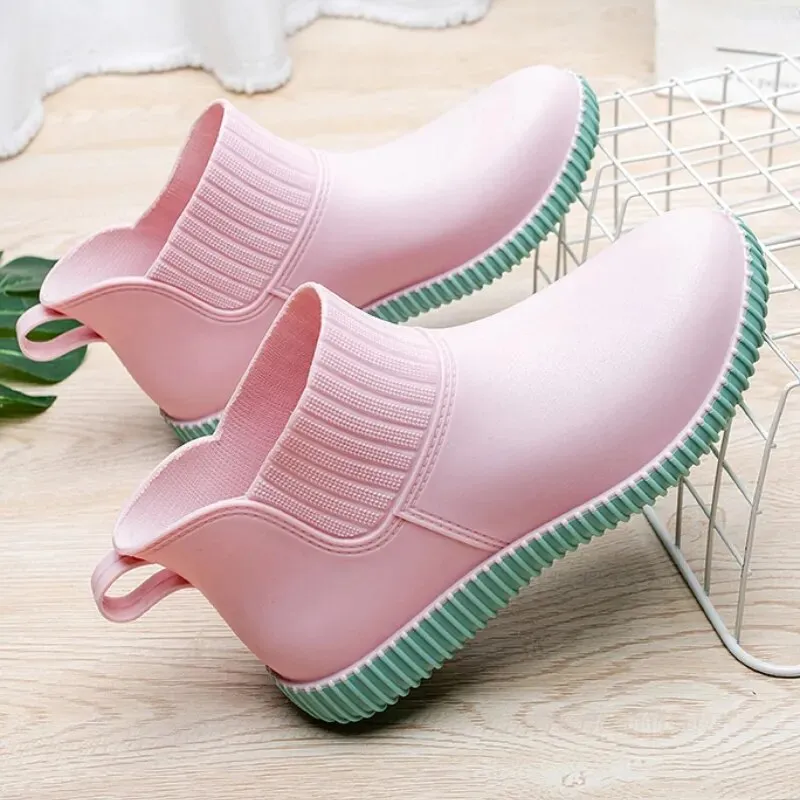 Women's Fashion Rain Boots Ladies Walking Non-slip Waterproof Ankle Rainboots Short Boots - WRB50142