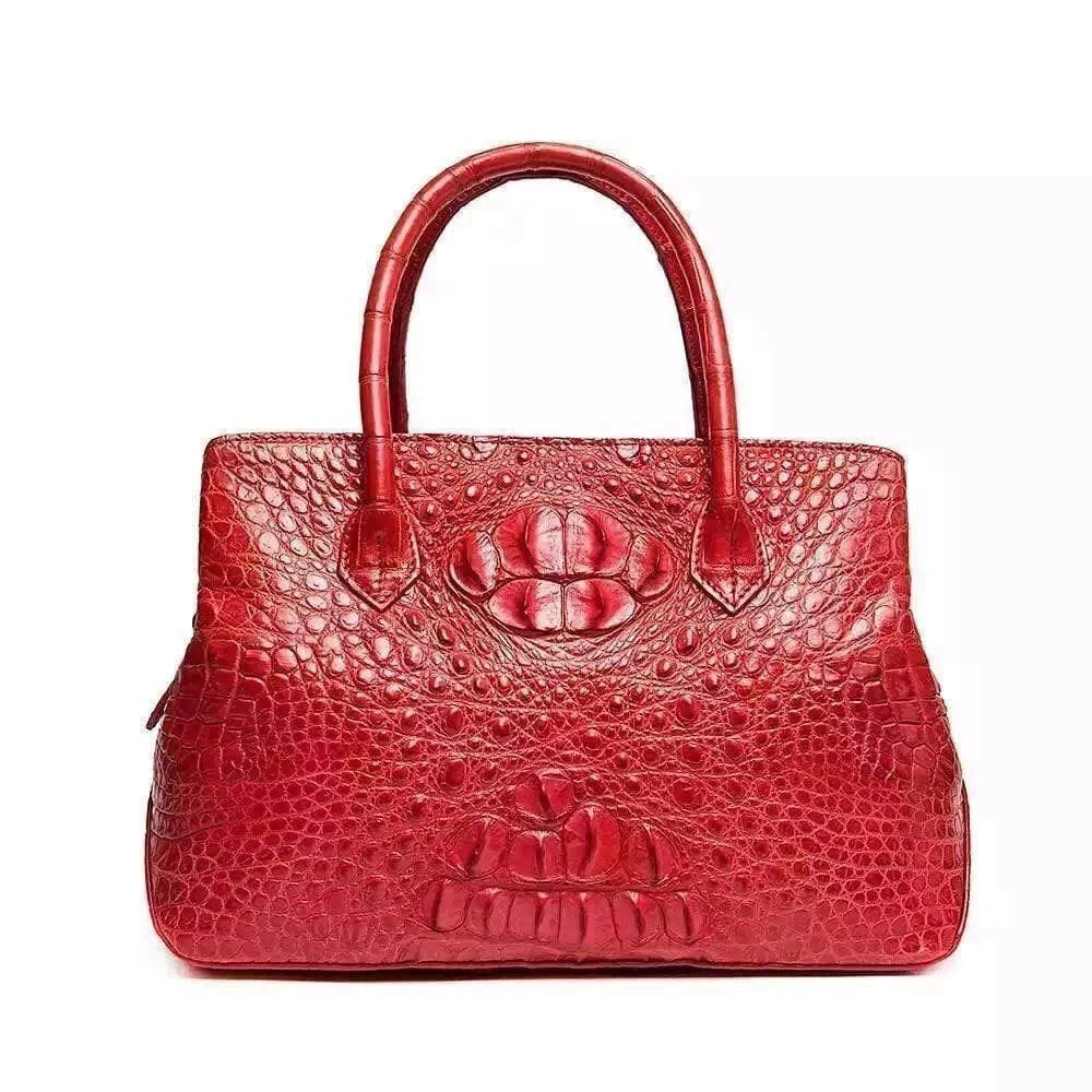 Womens Genuine Crocodile Leather Top Handle Satchel Tote Bag