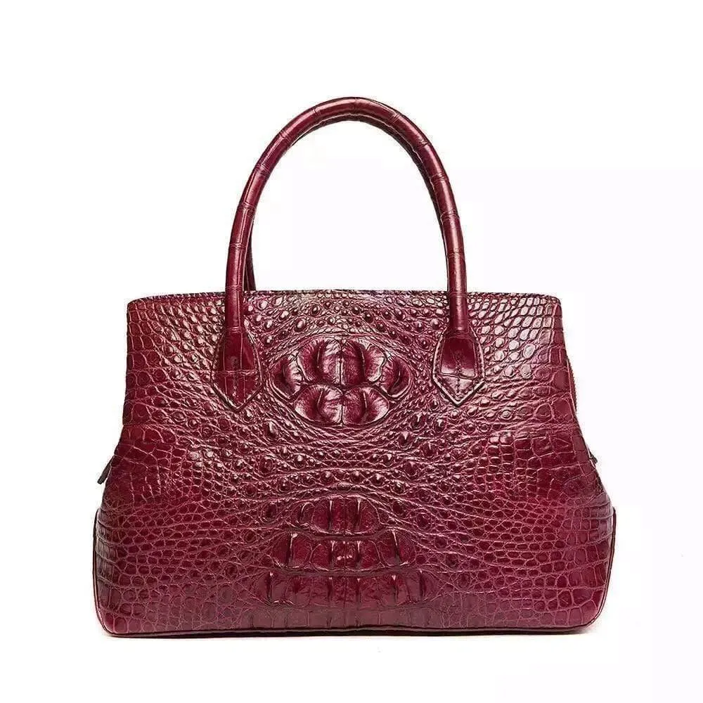Womens Genuine Crocodile Leather Top Handle Satchel Tote Bag
