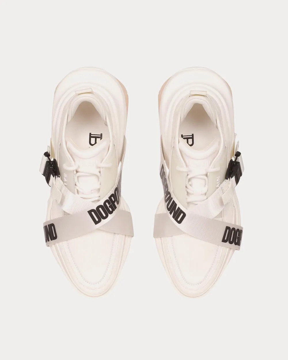 x Dogpound B-Bold Leather & Knit White Low Top Sneakers