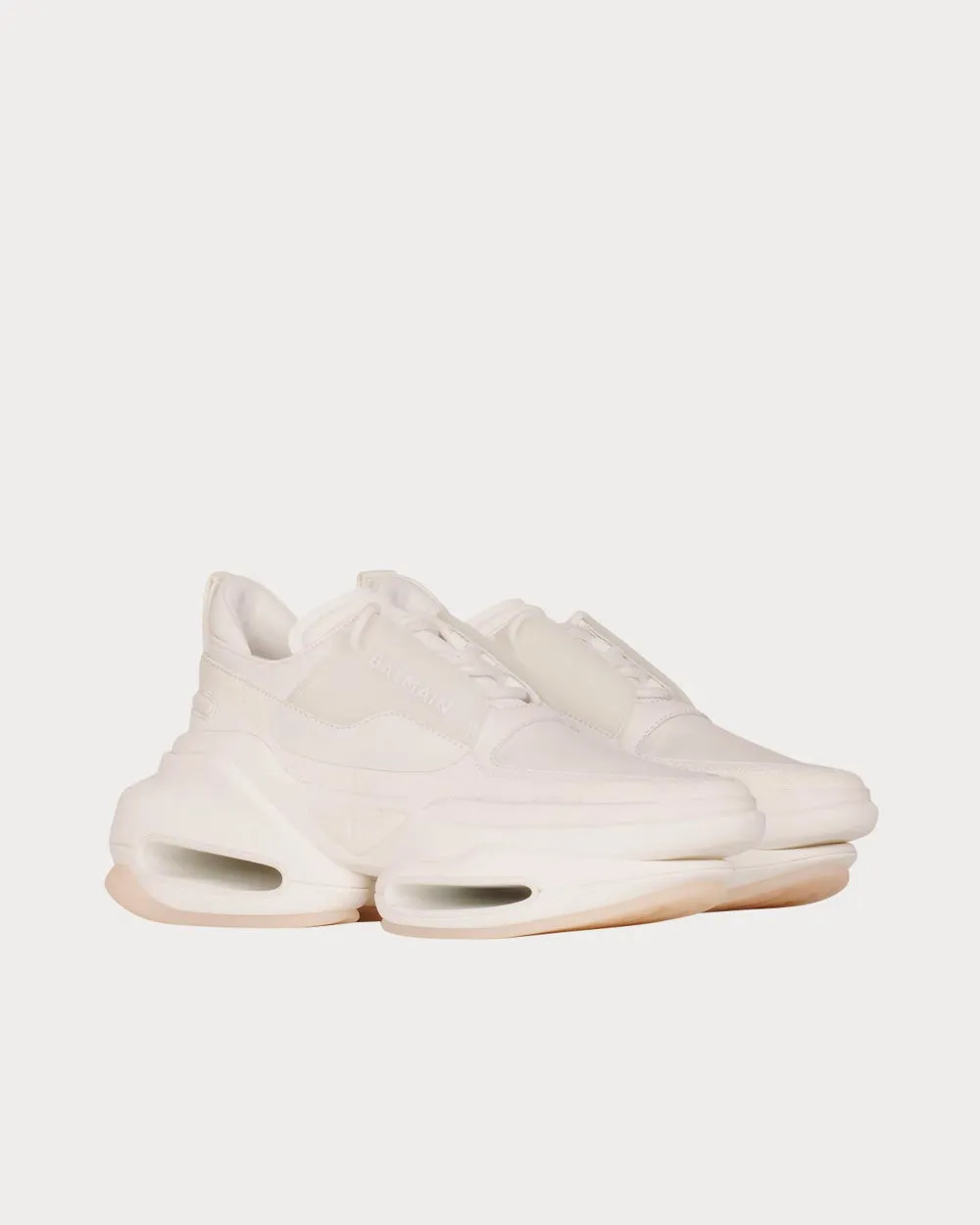 x Dogpound B-Bold Leather & Knit White Low Top Sneakers