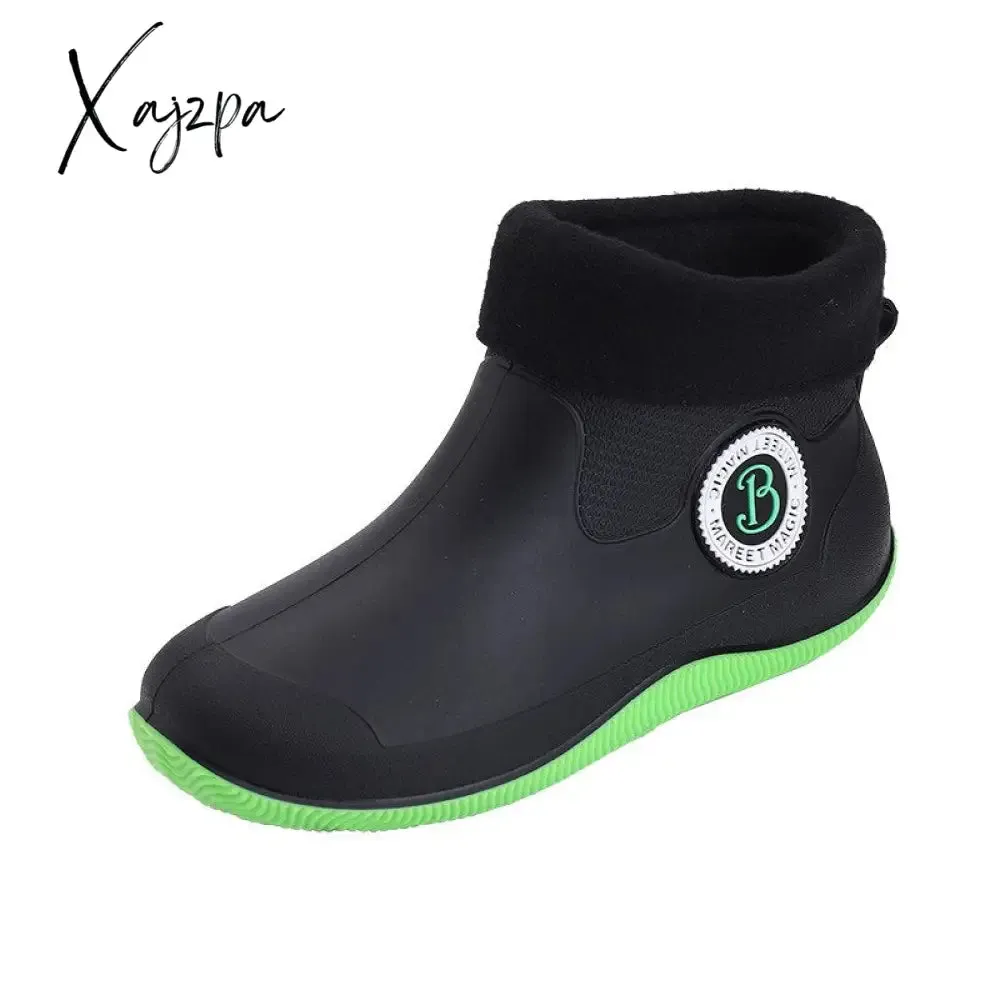 Xajzpa - Water Boots for Woman for Rain Rubber Boots Women Waterproof Ankle Boot Botas De Caza Espanolas Rain Boots Bota Agua Mujer Shoes