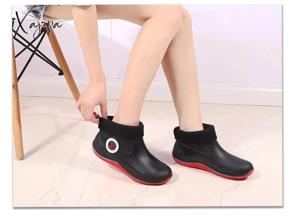 Xajzpa - Water Boots for Woman for Rain Rubber Boots Women Waterproof Ankle Boot Botas De Caza Espanolas Rain Boots Bota Agua Mujer Shoes