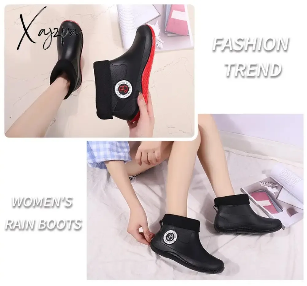 Xajzpa - Water Boots for Woman for Rain Rubber Boots Women Waterproof Ankle Boot Botas De Caza Espanolas Rain Boots Bota Agua Mujer Shoes