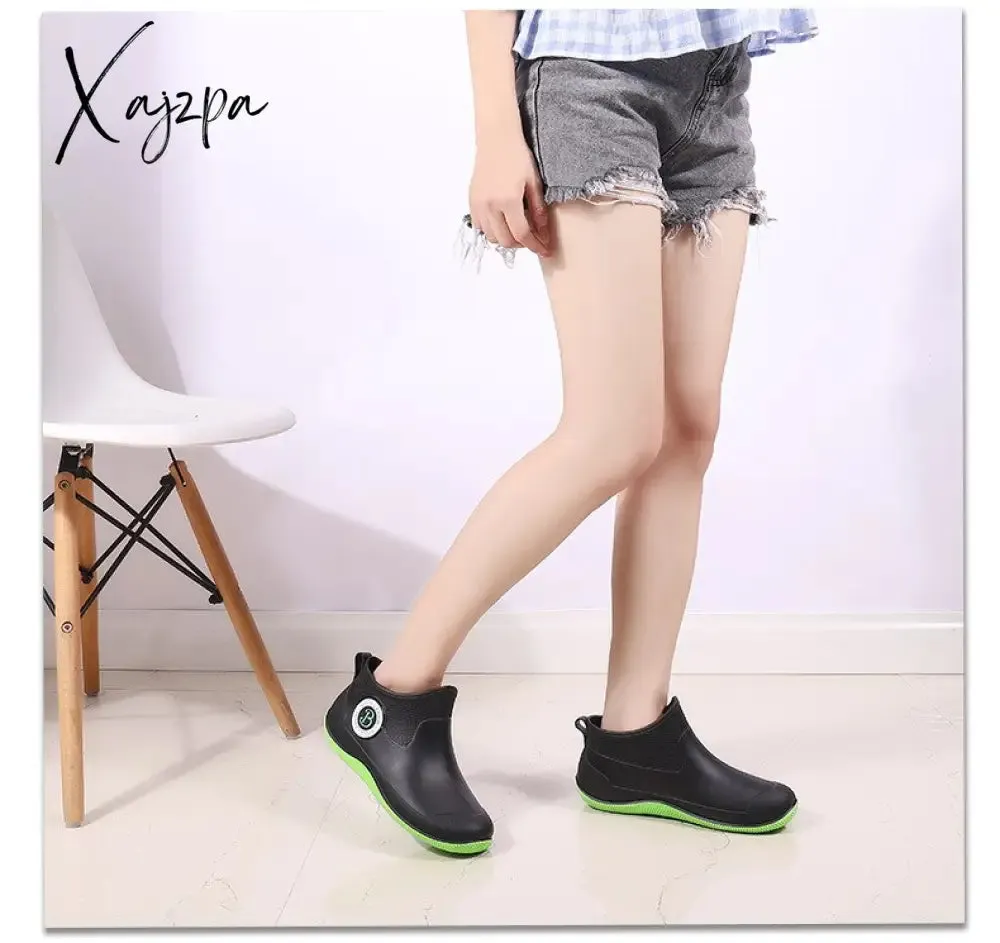 Xajzpa - Water Boots for Woman for Rain Rubber Boots Women Waterproof Ankle Boot Botas De Caza Espanolas Rain Boots Bota Agua Mujer Shoes