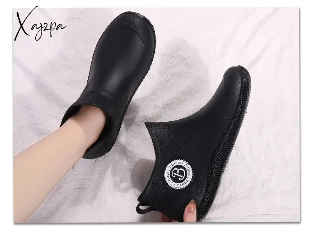 Xajzpa - Water Boots for Woman for Rain Rubber Boots Women Waterproof Ankle Boot Botas De Caza Espanolas Rain Boots Bota Agua Mujer Shoes