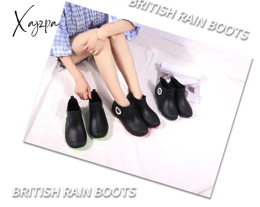 Xajzpa - Water Boots for Woman for Rain Rubber Boots Women Waterproof Ankle Boot Botas De Caza Espanolas Rain Boots Bota Agua Mujer Shoes